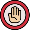 circle with hand stop icon